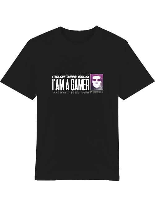 Produktfoto T-Shirt schwarz, I cant keep Calm Iam a gamer, Schriftzug mit Bild